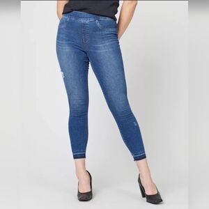 Spanx Jeans leggings Small Distressed Ankle Skinny Pull On Dark Wash Mid…